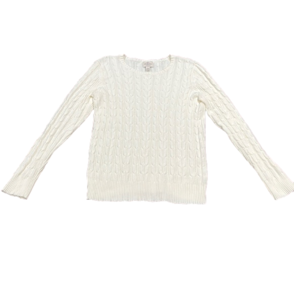 St. John's Bay Cream Cable Knit Long Sleeve Crew Neck Sweater Top - Size Large